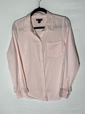 GAP Factory Light Pink Striped Boyfriend Fit Button Up Shirt S